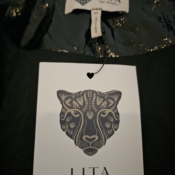 LITA by Ciara Glazed Leather Trench Black XL - Picture 5 of 7